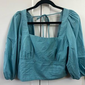 Abercrombie & Fitch Blue Bustier Top with Balloon Sleeves — size M